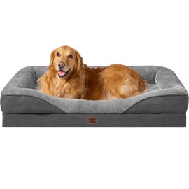 EHEYCIGA Orthopedic XL Dog Bed for Large Sized Dog, 42x30x7.5 Inch Extra Large Memory Foam Dog Couch Bed with Sides, Waterproof Liner & Washable Removable Cover, Bolster Pet Sofa, Grey