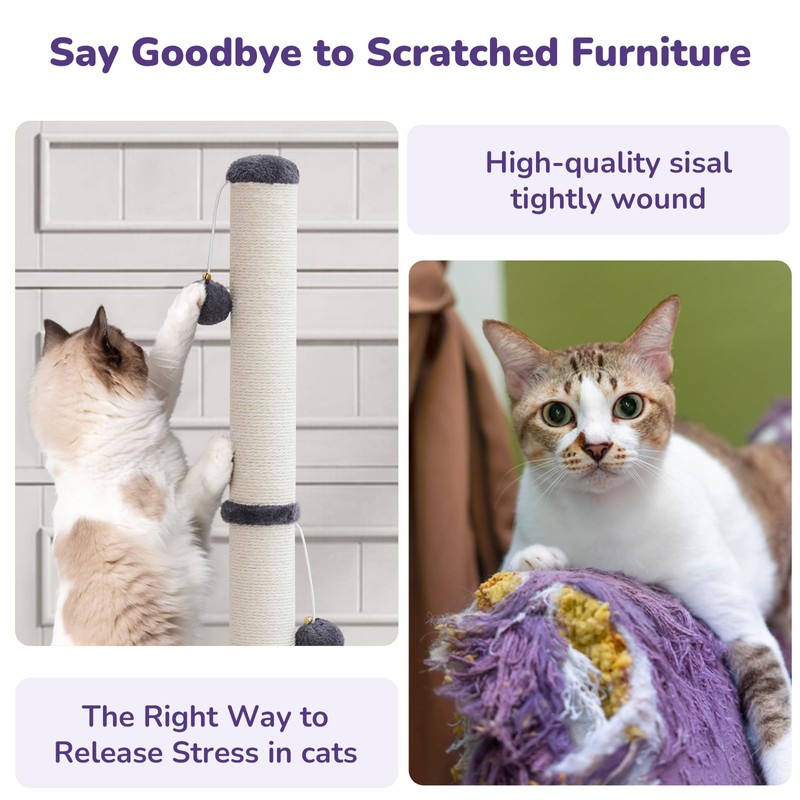 Woochpet 33'' Tall Cat Scratching Post for Adults Cats, Sturdy