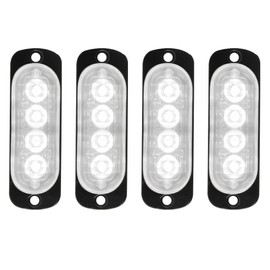 yifengshun 4-LED White Emergency Strobe Light Bar, 18 Flashing Modes Ultra Thin Surface Mount Flashing Grille Light Beacon Hazard Warning Lights for Car Vehicle SUV Truck Pickup ATVs (4pcs)