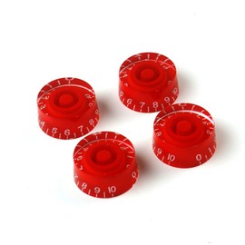(Z01) A Set of 4 Guitar Speed Knobs Fits Les Paul,Red & White nubmer