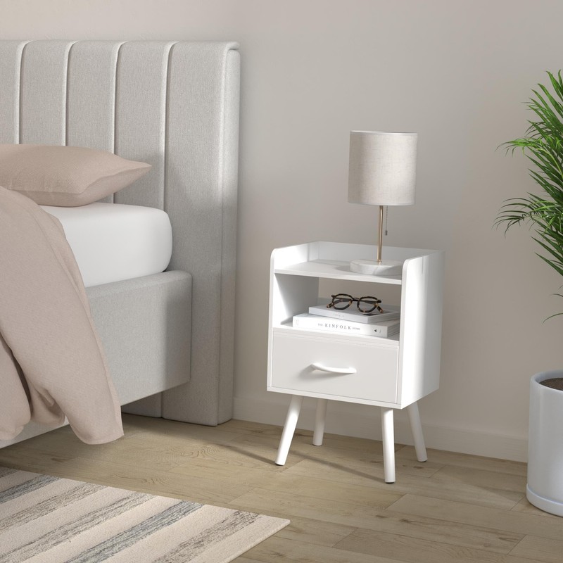 Yoobure Modern Nightstand with Drawer, Bedside Tables, Mid Century Nightstands