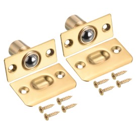 PATIKIL Closet Door Ball Catch, 2 Pack Metal Ball Latch for Top of Door with Strike Adjustable Ball Catches Hardware for Interior Door Cabinet, Gold