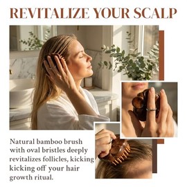 Cepillo de pelo de madera de bambú 54teeth y peine de masaje del cuero cabelludo - peine fino para el crecimiento del cabello