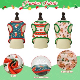 Vehomy 3-Pack Christmas Dog Shirts - Sleeveless Xmas Tank Tops with Elks & Trees Stripes Patterns for Small & Medium Dogs