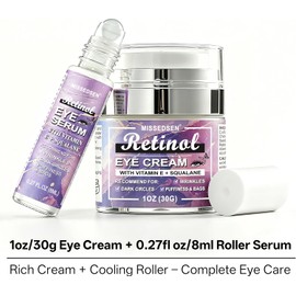 Crema Y Sérum Para Ojos Con Retinol Y Vitamina C Para Tratamiento Antiedad - Fórmula Suave Para Piel Sensible (30 G/1 Oz Y 8 Ml/0,27 Oz)