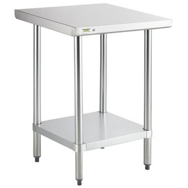 Glownary Commercial Work Table, 24 x 24 Inch, 304 Stainless Steel Top, Galvanized Steel Legs, Adjustable Feet, with Undershelf, NSF Listed, 400 lb Capacity