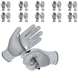 TENCHO 10 Pairs EN388 4X43C Level 5 (Equivalent To ANSI A4) Cut Resistant Gloves S-XXL (L(9))