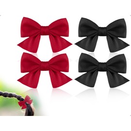 Emezddo 2 Paar Schleifen-Haarspangen,Rutschfeste Mode Mädchen Krokodil-Haarschleifen,verwendet für Frauen Hochzeit Geburtstag Alltag Party Feier(Rot und Schwarz)