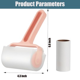 Rgqphantom,Lint Roller,5 Refills 300 Sheets,Pet Hair Remover Kit,1 Handle with 5 Extra Sticky Lint Roller for Carpet,Car Seats,Clothes,Dust,Cats,Dogs (Pink)