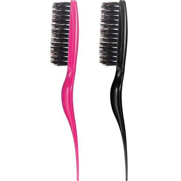 2 pieces boar bristle brushes, salon comb, hair brushes, tinsel brush (fuchsia and black)