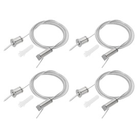 PATIKIL Ceiling Hanging Wire Cable Kit, 2m/6.6ft 4 Set Adjustable Light Suspend Cable Kit Panel Hanging Rope Clamp Square Nail for Pendant Light Fitting Aquarium Lights, Style 2