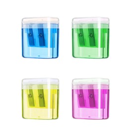 4Pcs Pencil Sharpeners - Dual Holes Manual Sharpener, Manual Pencil Sharpeners with Cover, Colorful Sharpeners for Students Adult Women Schools Home Offices (Multicolor)