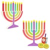 Mini Hanukkah Children Wooden Chanukah Menorah Multicolor with Removable Candles