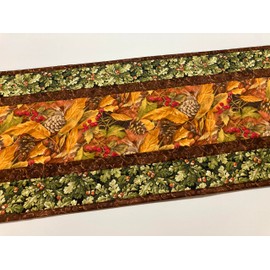 TahoeQuilts Handmade Fall Leaves and Acorns Leaves Quilted Dining Table Runner, Reversible Summer, Coffee Table End Table 13x48" Cabin Woods Thanksgiving Autumn