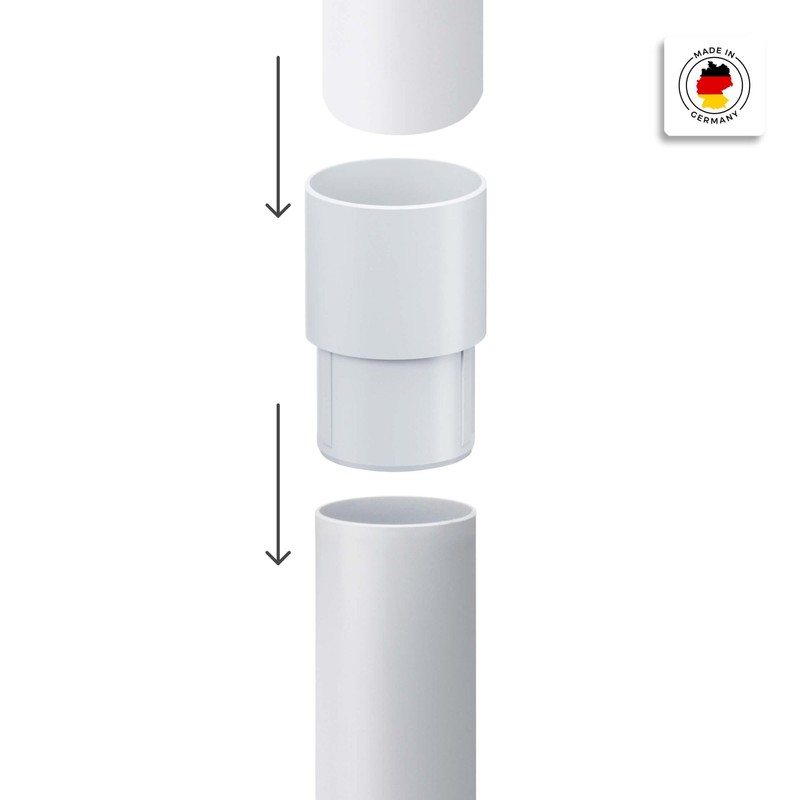 Inefa Pipe socket DN 75, white plastic, rain gutter, roof