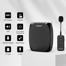 ZOWEETEK ZOWEETEK Voice Amplifier with Wireless Lavalier Microphone for Teachers, Portable Mini Voice amplifier, Wireless Lapel Microphone,Megaphone Speaker System for Classroom, Speech, Meeting,Yoga,Streaming