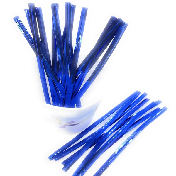 Weststone 100pcs 6" Blue Metallic Twist Ties to Seal Homemade