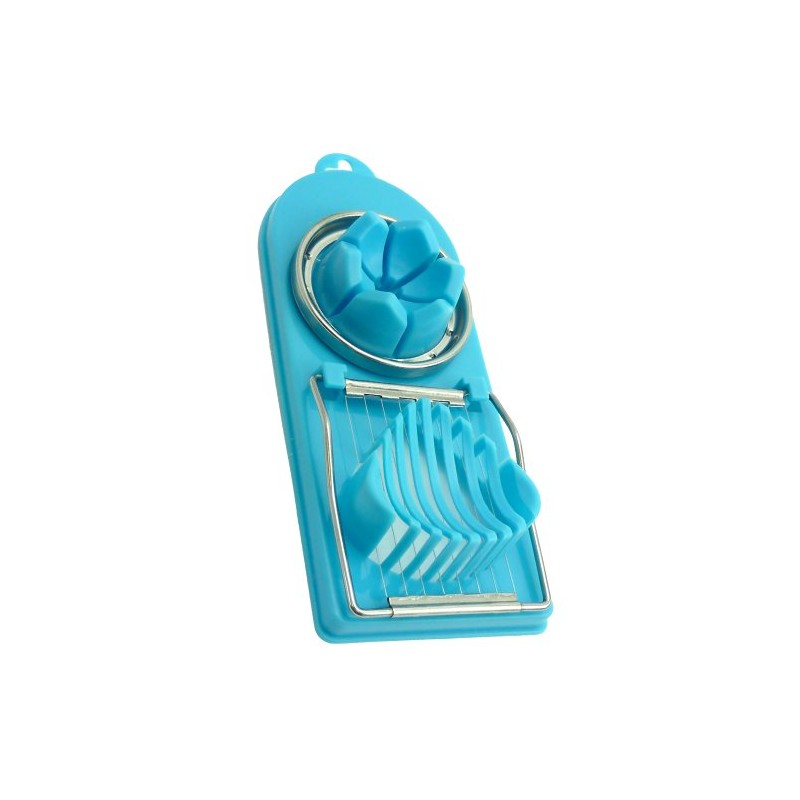 Double Egg Slicer - 2 Functions Slicing & Wedges (Blue,
