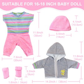 ZITA ELEMENT Baby Doll Clothes for 16-18 Inches Baby Dolls, Baby Doll Clothes Sweet Outfits for 33-45cm Baby Doll(Not Include Doll)