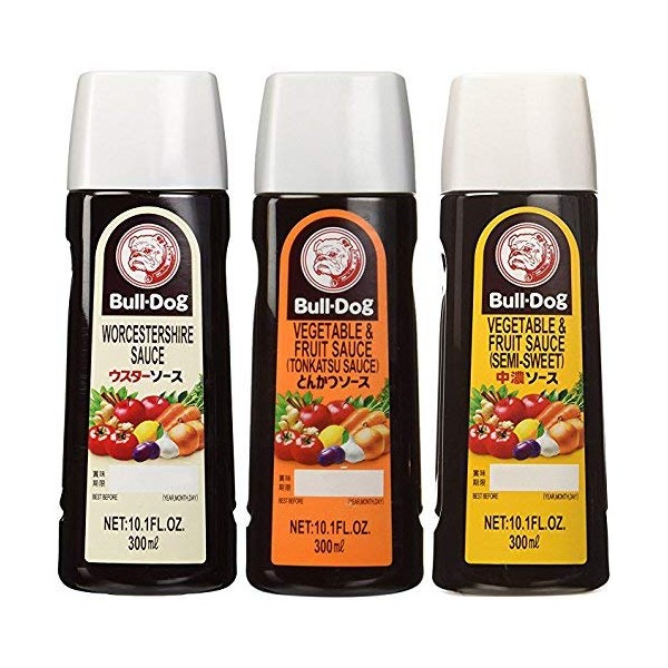 Bull-Dog Sauce Assort 3 kinds (Tonkatsu, Worcestershire, Chuno) 10.1 Fl.