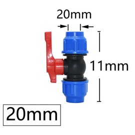 Ball Valve Connector, MDPE Irrigation Pipe Fittings Valve, Plastic Ball Valve Shut-Off Stop Tap Valve for Water Pipe Compression Fittings ( 20mm with Wrench )
