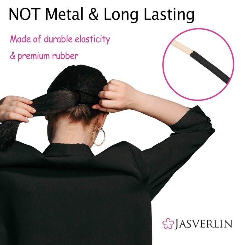 JASVERLIN Brown Thick Large Hair Elastics Ties, Damage-free Ponytail Holder