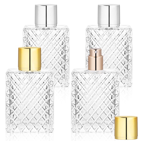 4 Pcs 100ml/3.4oz Spray Bottles Clear Glass Fine Mist Atomizer