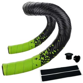 MARUHADO Bicycle Bar Tape, Road Bike Drop Handlebar Tape, Left & Right Set, Non-Slip End Plug Included, Geometric Pattern, Light Green