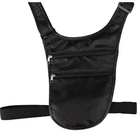 QIXCOZTI Travel Money Belt RFID Blocking Body Contoured Slim Anti Theft Passport Holder Unisex Adjustable Waist Wallet with Secure Zipper（black）