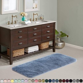 Suchtale Large Bathroom Rug Extra Soft and Absorbent Shaggy Bathroom Mat (24 x 60, Blue) Machine Washable Microfiber Bath Mat for Bathroom, Non Slip Bath Mat, Luxury Bathroom Floor Mats Rubber Back