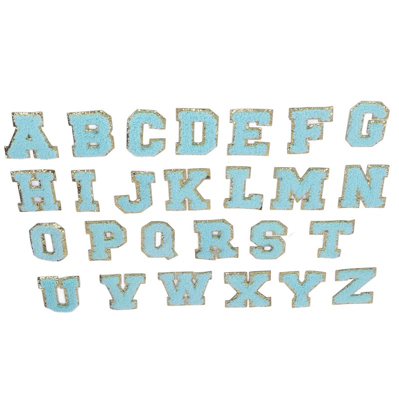 26 Pcs Iron On Letters A to Z Blue Letters