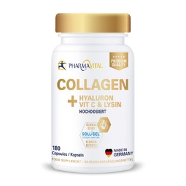PharmaVital Collagen + Hyaluron - 180 Kapseln - Mit Chondroitin, Vitamin C & Lysin