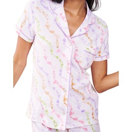 Zelbuck Womens Y2k Preppy Pajamas Set, 2 Piece Button Down Monkey Beach Shorts Set Holiday Vacation Loungewear Pjs for Jammies Back to School Party Birthday Gifts(Wave In Monkey, Medium)