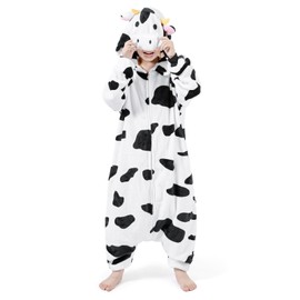 GALLETY Cow Costume - Unisex Child Animals Onepiece with Zipper -Plush Dairy Cow Onesie Costume Suitable for Party