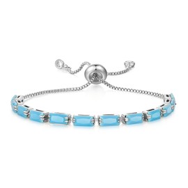 KissYan Tennis Bracelet for Women, 14K Gold Plated Silver Cubic Zirconia Adjustable Slider Bracelets Classic Trendy Jewelry Gift for Girls(Sky Blue)