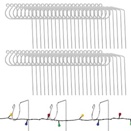 50PCS Christmas Light Gutter Hooks Metal Lights Hanger Hooks for Outdoor Lights Seasonal Lighting Gutter Clips Christmas Light Hangers for Shingles Roof Hanging Xmas Outside Decoration (Silver)