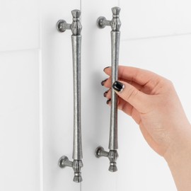 ASKANO 10 Pack 6-1/4 Inch Hole Centers, Antique lron Cabinet Pulls Antique Silver Cabinet Handles Vintage lron Kitchen Hardware for Cabinets ZP2408 Drawer Dresser Cupboard Bedroom Bathroom Vanity