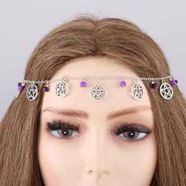 Chicque Boho Head Chain Jewelry Star Rhinestone Headpiece Tassel Layered Hair Chain Wedding Festival Hair Accessories for Women and Girls