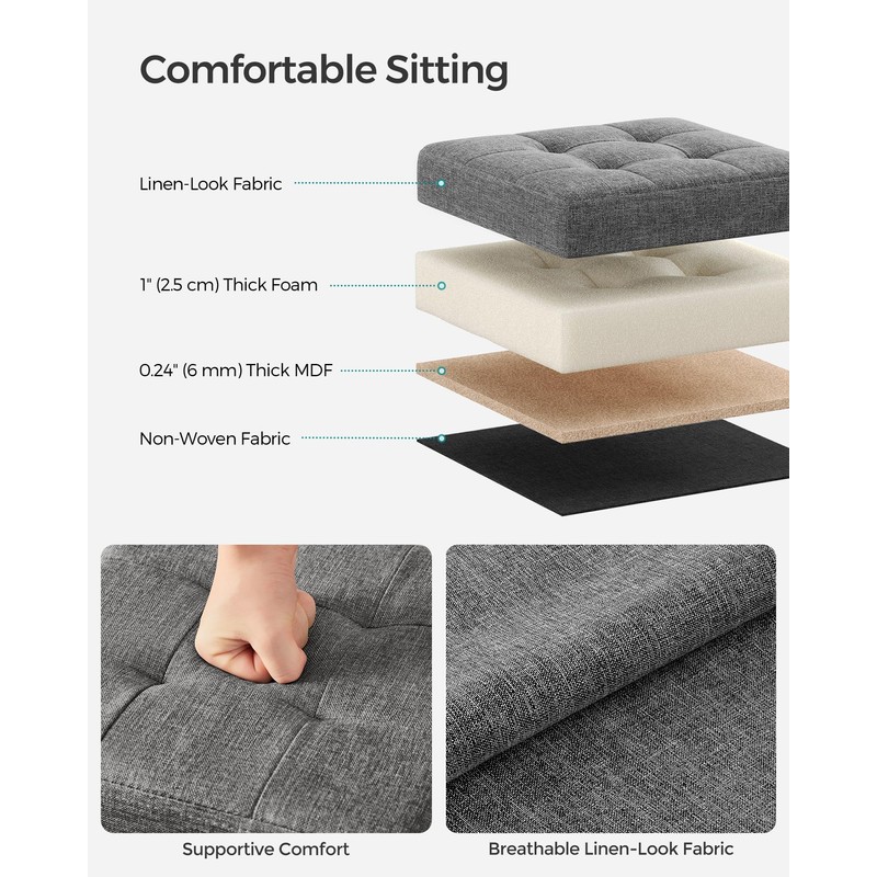 SONGMICS 11.8 Inches Small Folding Storage Ottoman Cube, Storage Footrest,