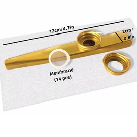 LIANRISES 7 Stück Kazoo Instrument Kazoos, Blasinstrumente Nasenflöte Panflöte, Metall und 14 Flötenfolien für Musikinstrumente und Partys Geschenke