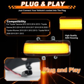 Vektoris LED Front Bumper Side Mirror Light for Toyota Tacoma 2012-2015 | Sienna 2013-2020 | 4Runner 2010-2013 | RAV4 2009-2012, Smoked Lens Amber LED Side Mirror Turn Signal Lamp, 2PCS (Smoked Lens)