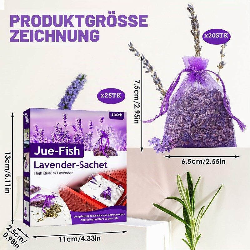 Scented Bags for Wardrobe, 20 x Lavender Bags, 100% Natural