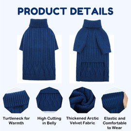 OUOBOB XXL Dog Jumpers for Extra Large Dogs, Warm Winter Fall Dog Jumpers for Dog Girls Boys, Turtleneck Dog Knitwear, Doggie Christmas Jumper,Pet Sweatshirt Clothes Outfit Knit Labrador (Blue XXL)