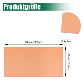 Uxney Copper Sheet, 100 mm x 200 mm x 1 mm, 99.9% Pure, Pack of 2