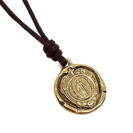 Virgin Mary Miraculous Medal Necklace - Religious Jewelry, Catholic Pendant, Women Gifts, Men Medals, Best Friend, Faith, Miracles, Charm (Gold)