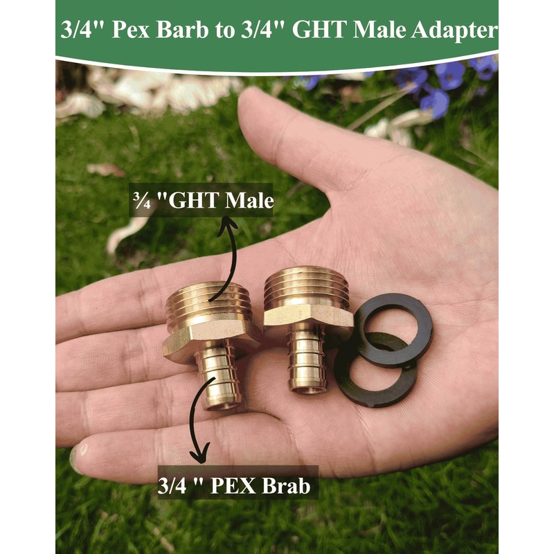 3/4"PEX to 3/4" Garden Hose Male Adapter for PEX-B/C Tubing