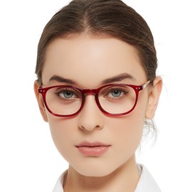 MARE AZZURO Round Reading Glasses Women Trendy Readers 0 1.00 1.25 1.50 1.75 2.00 2.25 2.50 2.75 3.00 3.50 4.00 5.00 6.00 (Red, 1.0)