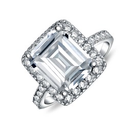 Bling Jewelry Sterling Silver CZ Emerald Cut Engagement Ring