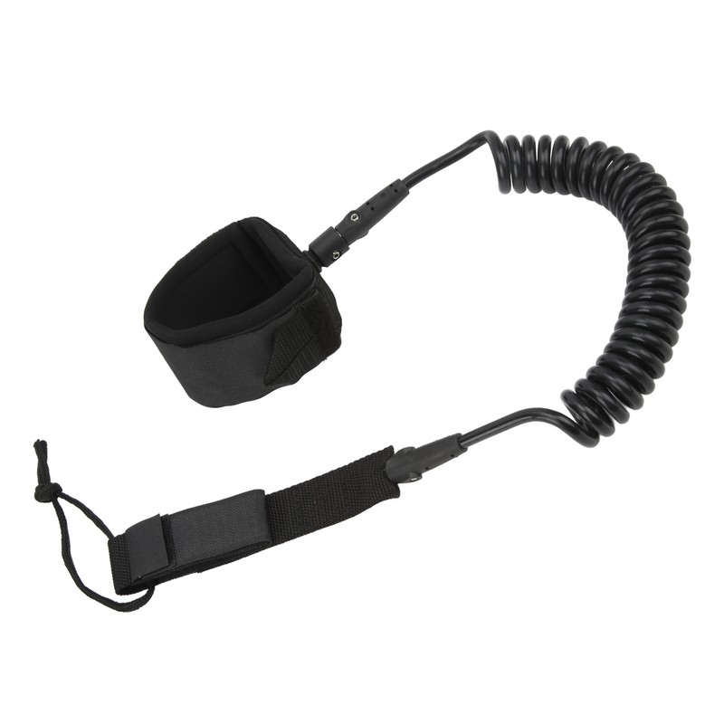 Surfboard Leash High Elasticity TPU Black Adjustable Coiled Surfing Leg