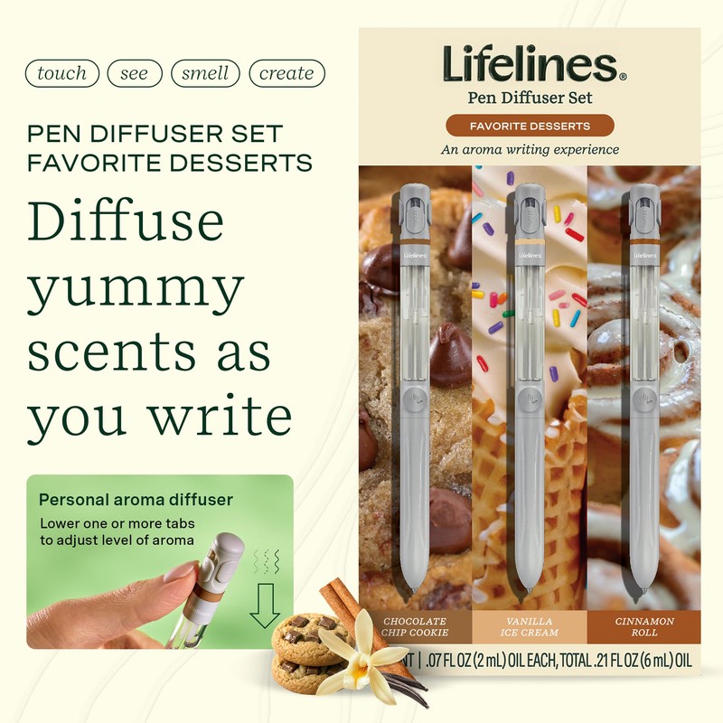 Lifelines Pen Diffuser Set, Favorite Desserts 3-Pack - 1mm Black